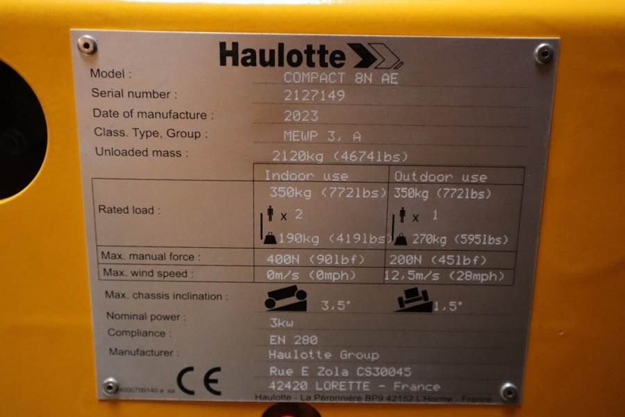 Haulotte Compact 8N Valid inspection, *Guarantee! 8m Workin - Plataforma de Tijera/ Plataforma de tesoura: foto 3 Haulotte Compact 8N Valid inspection, *Guarantee! 8m Workin - Plataforma de Tijera/ Plataforma de tesoura: foto 3
