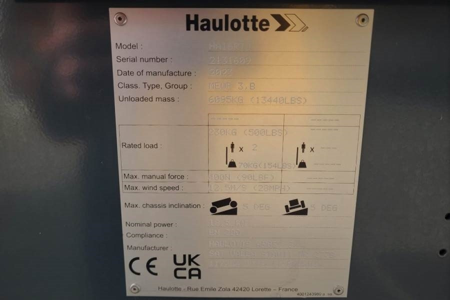 Haulotte HA16RTJ Valid Inspection, *Guarantee! Diesel, 4x4 - Plataforma articulada: foto 3 Haulotte HA16RTJ Valid Inspection, *Guarantee! Diesel, 4x4 - Plataforma articulada: foto 3