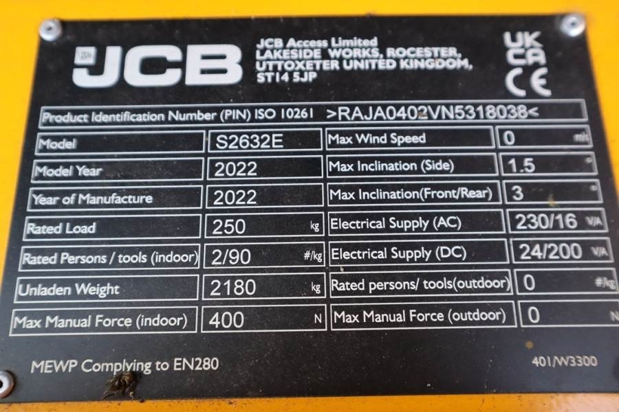 JCB S2632E Valid inspection, *Guarantee! New And Avail - Plataforma de Tijera/ Plataforma de tesoura: foto 3 JCB S2632E Valid inspection, *Guarantee! New And Avail - Plataforma de Tijera/ Plataforma de tesoura: foto 3