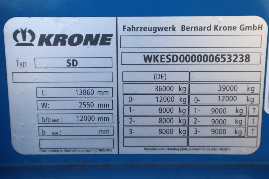 Reboque de lona Krone SD CoC Documents, TuV Loading Certificate, Dutch R: foto 6