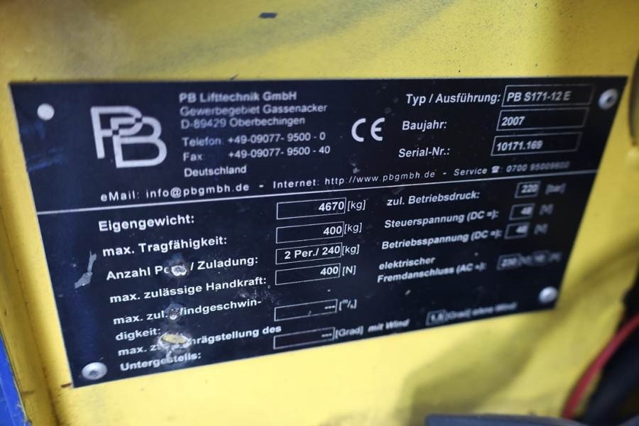 Plataforma de Tijera/ Plataforma de tesoura PB LIFT S171-12E Electric, 17.3m Working Height, 400k: foto 6