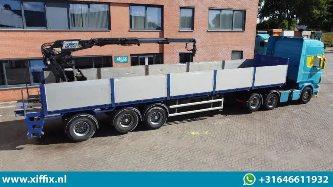 Floor 3-ass. Steenoplegger met Kennis 14 ton/mtr. Kraan / 13425 - Semi-reboque plataforma/ Caixa aberta: foto 1 Floor 3-ass. Steenoplegger met Kennis 14 ton/mtr. Kraan / 13425 - Semi-reboque plataforma/ Caixa aberta: foto 1