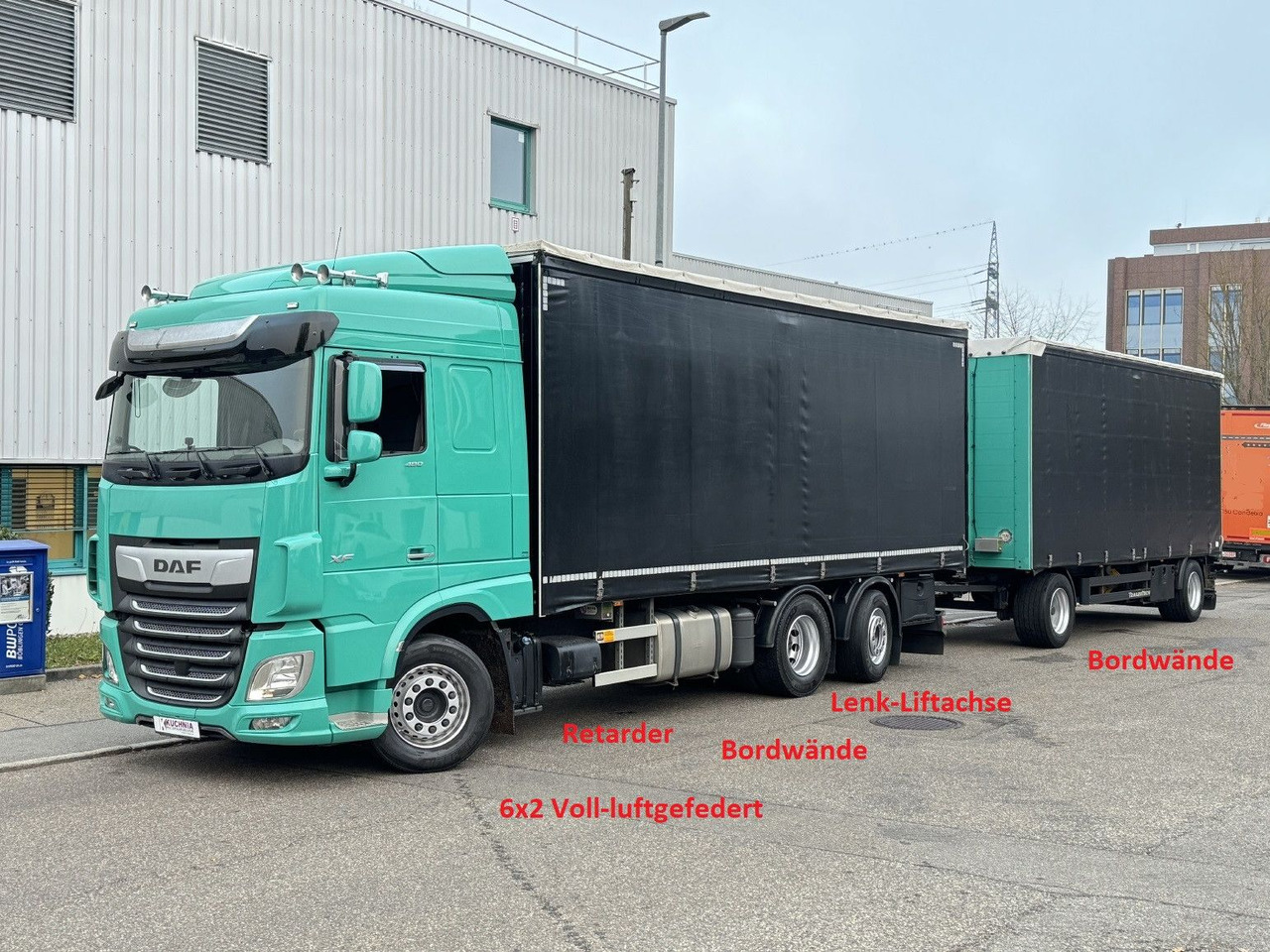 DAF XF480 6x2 Schiebeplane-Zug Bordwände Lenkachse - Camião de lona: foto 1 DAF XF480 6x2 Schiebeplane-Zug Bordwände Lenkachse - Camião de lona: foto 1