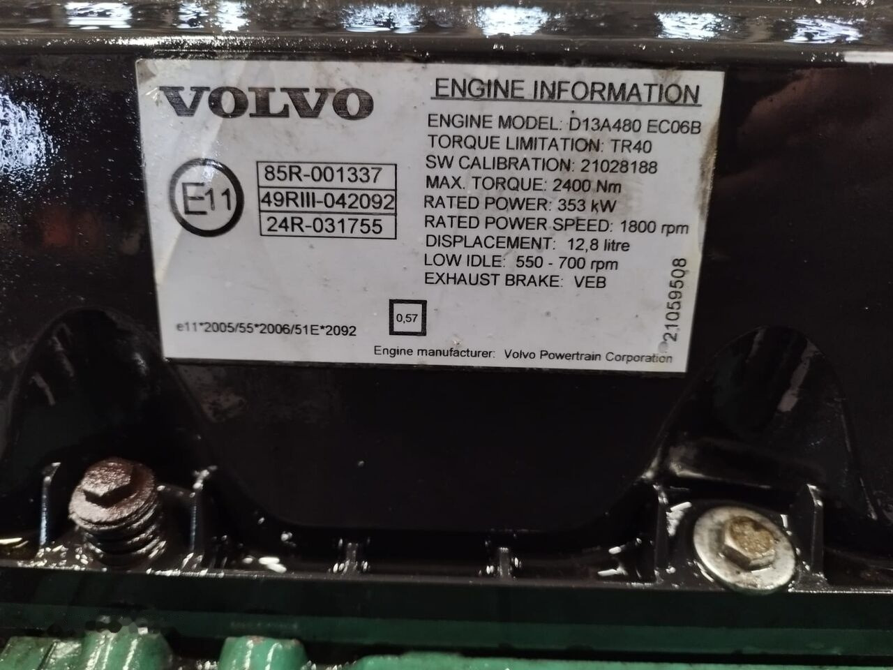 Volvo 480 E3 D13A Volvo FH13 FM13 - Motor por Camião: foto 3 Volvo 480 E3 D13A Volvo FH13 FM13 - Motor por Camião: foto 3