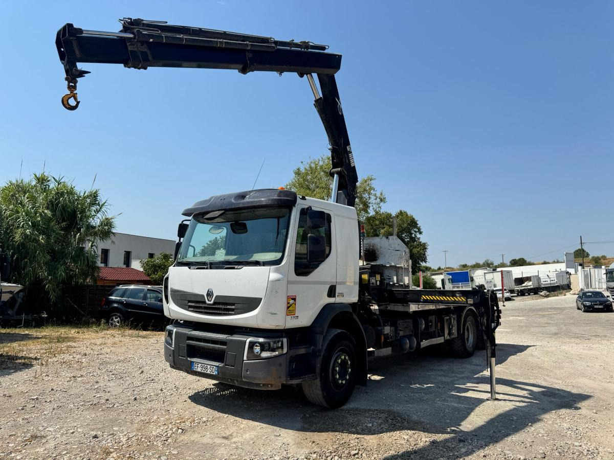 Renault PREMIUM 370 DXI PLATEAU RIDELLES GRUE - Camião de caixa aberta/ Plataforma, Camião grua: foto 1 Renault PREMIUM 370 DXI PLATEAU RIDELLES GRUE - Camião de caixa aberta/ Plataforma, Camião grua: foto 1