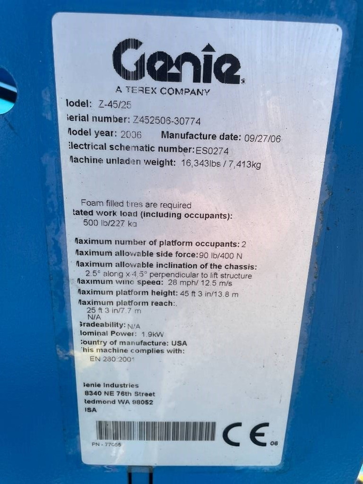 Plataforma articulada Genie Z 45/25: foto 8