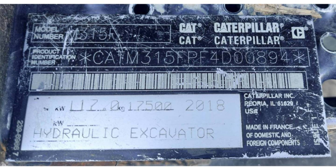 Escavadeira de rodas CAT M315F: foto 6