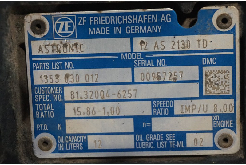 ZF 12AS2130DD TGS 81.32004-6257 - Caixa de velocidade por Camião: foto 5 ZF 12AS2130DD TGS 81.32004-6257 - Caixa de velocidade por Camião: foto 5