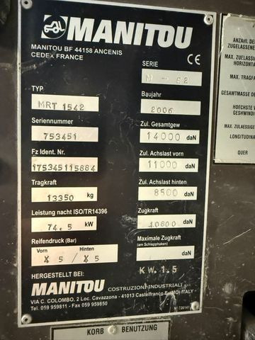 Manitou MRT 1542 M, Korb, Schaufel, Gabeln - Pá carregadora de rodas: foto 4 Manitou MRT 1542 M, Korb, Schaufel, Gabeln - Pá carregadora de rodas: foto 4