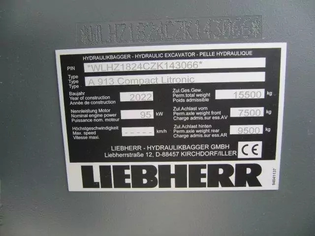 Escavadeira de rodas 2022 Liebherr A 913 Compact G6.0-D: foto 12