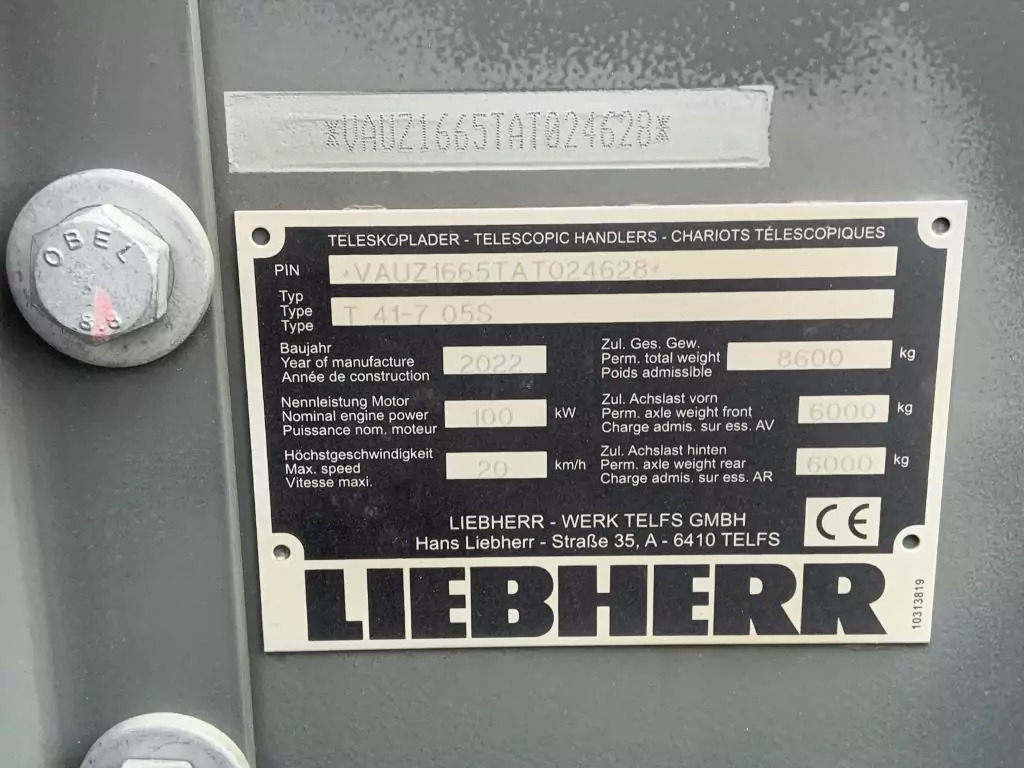 Empilhador telescópico 2022 Liebherr T 41-7 V: foto 11