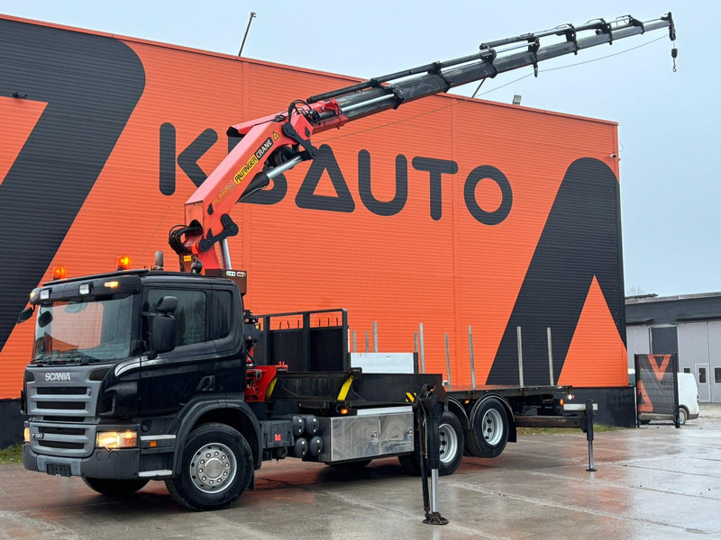 Scania P 380 6x2 PK 44002 + WINCH / PLATFORM L=6090 mm - Camião de caixa aberta/ Plataforma, Camião grua: foto 1 Scania P 380 6x2 PK 44002 + WINCH / PLATFORM L=6090 mm - Camião de caixa aberta/ Plataforma, Camião grua: foto 1