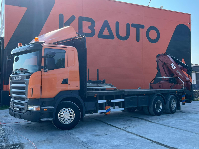 Scania R 340 6x2*4 HMF 2823-K6 + JIB / PLATFORM L=7293 mm - Camião de caixa aberta/ Plataforma, Camião grua: foto 2 Scania R 340 6x2*4 HMF 2823-K6 + JIB / PLATFORM L=7293 mm - Camião de caixa aberta/ Plataforma, Camião grua: foto 2