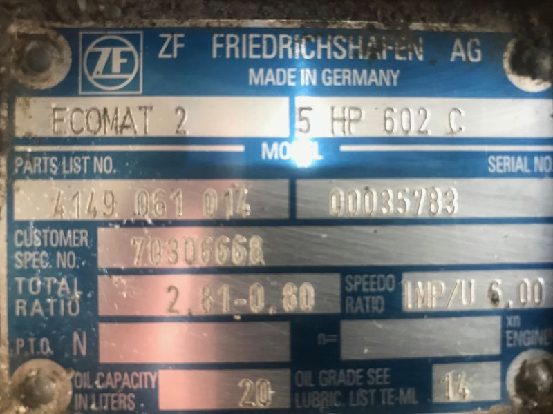 ZF 5HP502C, 5HP592C, 5HP602C, 5HP504C, 5HP594C, 5HP604C - Caixa de velocidade: foto 3 ZF 5HP502C, 5HP592C, 5HP602C, 5HP504C, 5HP594C, 5HP604C - Caixa de velocidade: foto 3