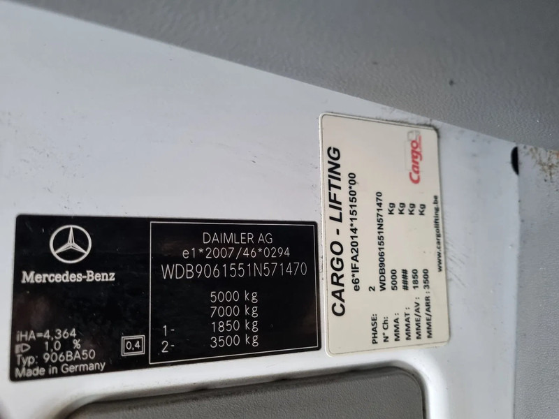 Carrinha de contentor Mercedes-Benz Sprinter 516 CDI Koffer LBW Dhollandia 750KG Euro 5B: foto 7