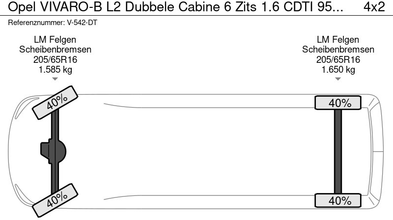 Furgão compacto, Carrinha cabine dupla Opel VIVARO-B L2 Dubbele Cabine 6 Zits 1.6 CDTI 95 PK Euro 6: foto 20