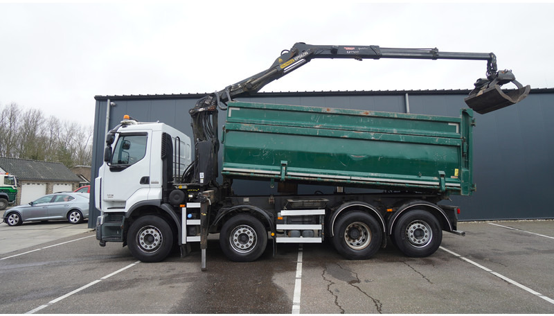 Renault PREMIUM 380 DXI 8X2/6 2 SIDE TIPPER WITH PLFINGER Q 170 Z CRANE.278.200KM - Camião grua: foto 2 Renault PREMIUM 380 DXI 8X2/6 2 SIDE TIPPER WITH PLFINGER Q 170 Z CRANE.278.200KM - Camião grua: foto 2