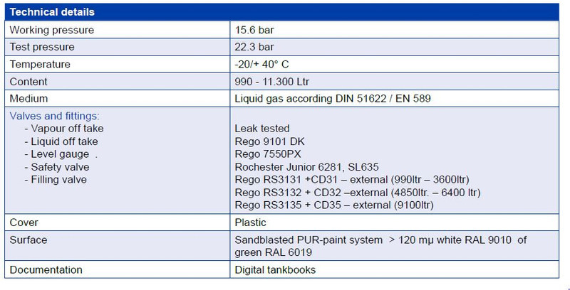 De Visser Propaan/Butaan LPG tank 9100 L gastank Propaan/Butaan LPG tank 9100 L (4,55 ton) Gastank Ø 1250 including tank fittings ID 11.10 L: 7790mm, 1350kg option of heating spiral - Tanque de combustível por Camião: foto 5 De Visser Propaan/Butaan LPG tank 9100 L gastank Propaan/Butaan LPG tank 9100 L (4,55 ton) Gastank Ø 1250 including tank fittings ID 11.10 L: 7790mm, 1350kg option of heating spiral - Tanque de combustível por Camião: foto 5