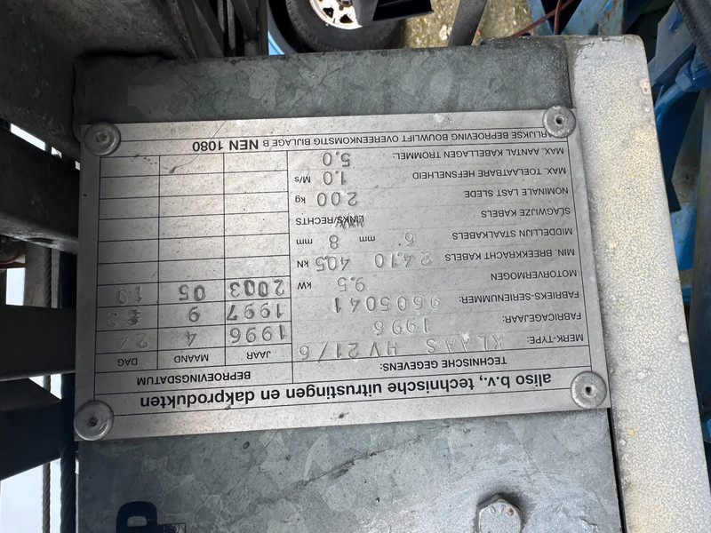 Klaas **LADDERLIFT-DAKWERKERSLIFT-VERHUISLIFT** - Reboque: foto 5 Klaas **LADDERLIFT-DAKWERKERSLIFT-VERHUISLIFT** - Reboque: foto 5