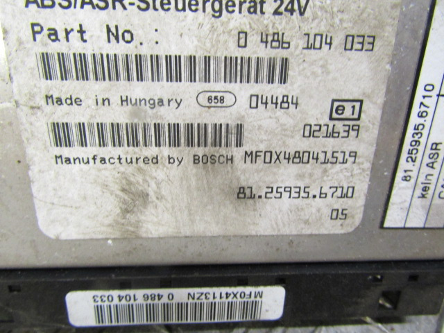 MAN LE 2000 SERIES ABS ECU P/NO 81.25935.6710 - Centralina electrónica por Camião: foto 2 MAN LE 2000 SERIES ABS ECU P/NO 81.25935.6710 - Centralina electrónica por Camião: foto 2