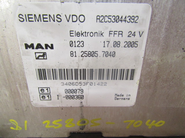 MAN TGA ELECTRONIC FFR UNIT P/NO 81.25805.7040 - Sistema elétrico por Camião: foto 2 MAN TGA ELECTRONIC FFR UNIT P/NO 81.25805.7040 - Sistema elétrico por Camião: foto 2