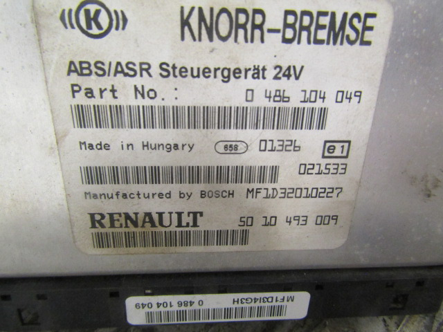 RENAULT MIDLUM DCI ABS/ASR ECU P/NO 486104049/5010453009 - Sistema elétrico por Camião: foto 2 RENAULT MIDLUM DCI ABS/ASR ECU P/NO 486104049/5010453009 - Sistema elétrico por Camião: foto 2