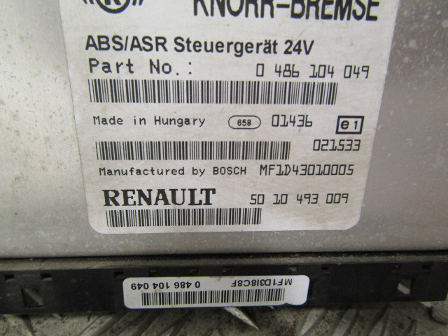 RENAULT MIDLUM DXI ABS / ASR ECU P/NO 50-10 493009 & 486104049 - Centralina electrónica por Camião: foto 1 RENAULT MIDLUM DXI ABS / ASR ECU P/NO 50-10 493009 & 486104049 - Centralina electrónica por Camião: foto 1