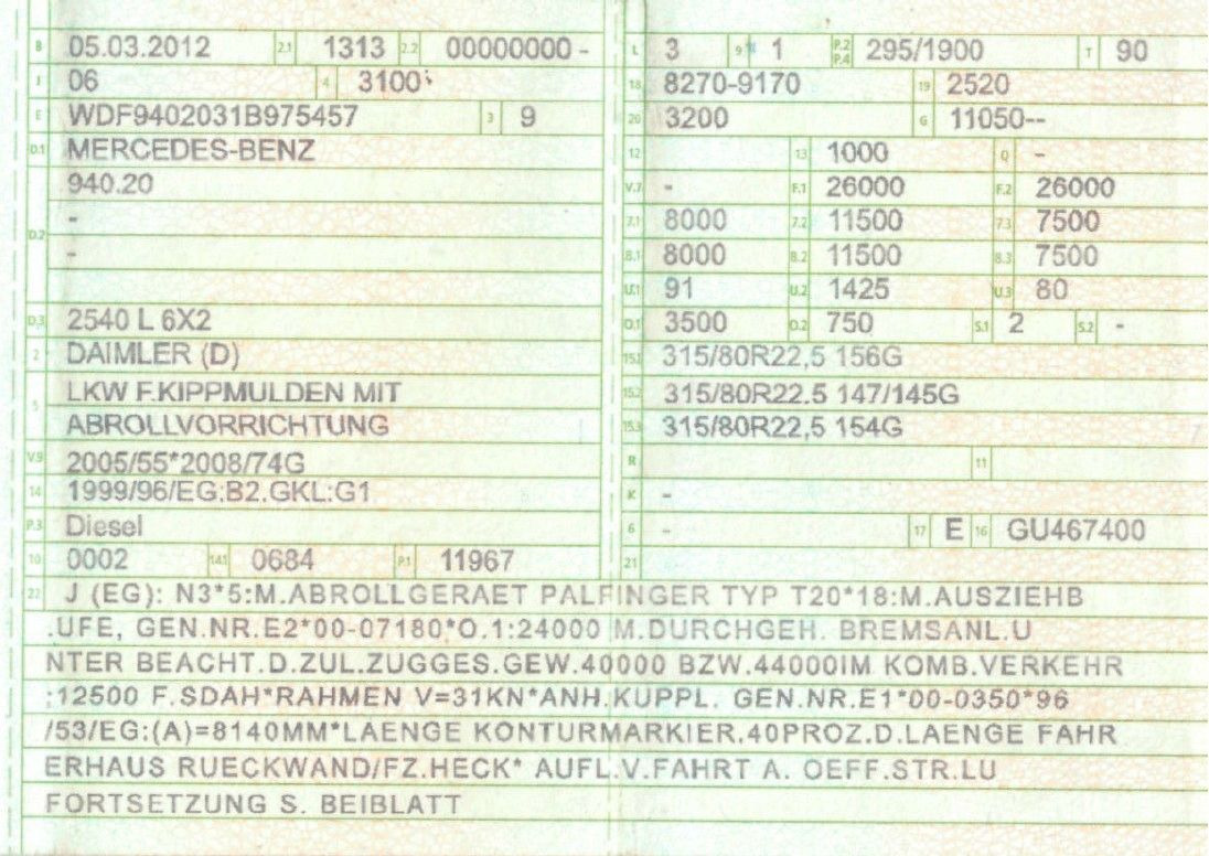 Mercedes-Benz 2540 L 6x2 Palfinger T20 mit hydr. Containerverr - Camião polibenne: foto 2 Mercedes-Benz 2540 L 6x2 Palfinger T20 mit hydr. Containerverr - Camião polibenne: foto 2