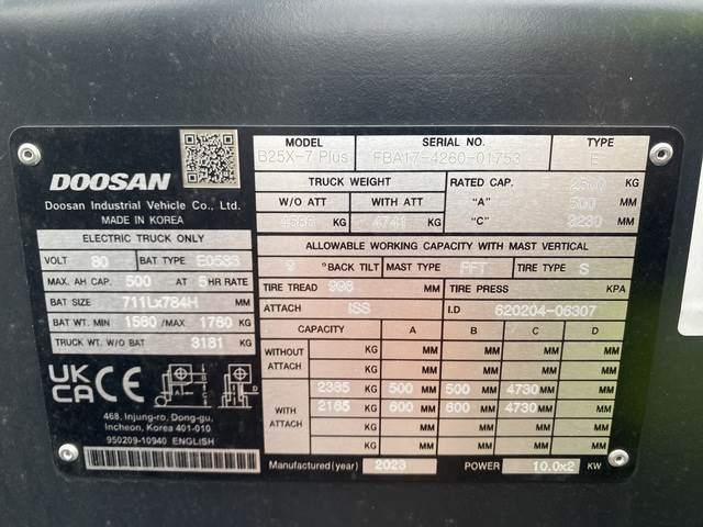 Doosan B25X-7 PLUS - Empilhadeira elétrica: foto 5 Doosan B25X-7 PLUS - Empilhadeira elétrica: foto 5