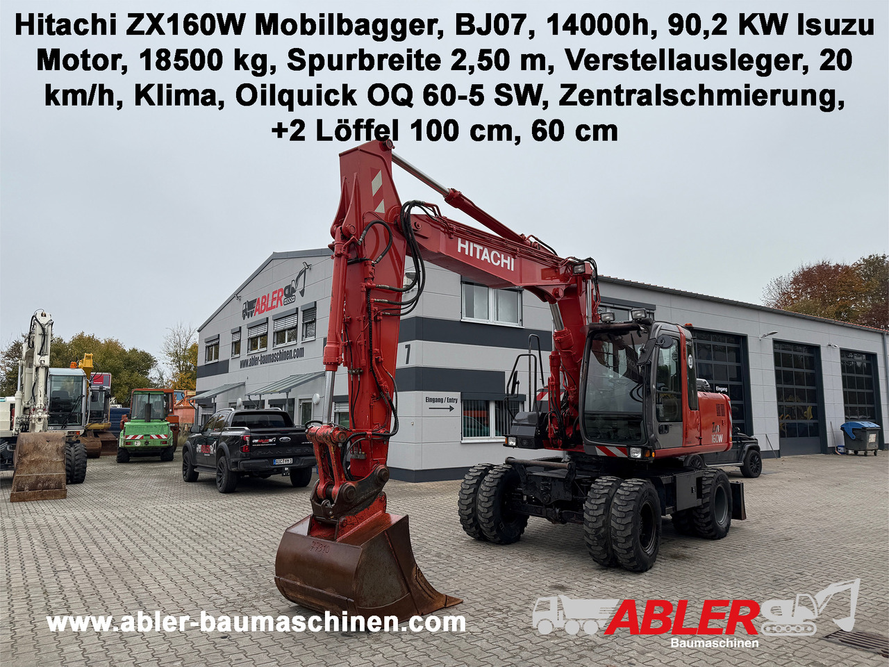 Hitachi ZX 160 W Mobilbagger Klima Zentralschmierung OQ 60-5 - Escavadeira de rodas: foto 1 Hitachi ZX 160 W Mobilbagger Klima Zentralschmierung OQ 60-5 - Escavadeira de rodas: foto 1
