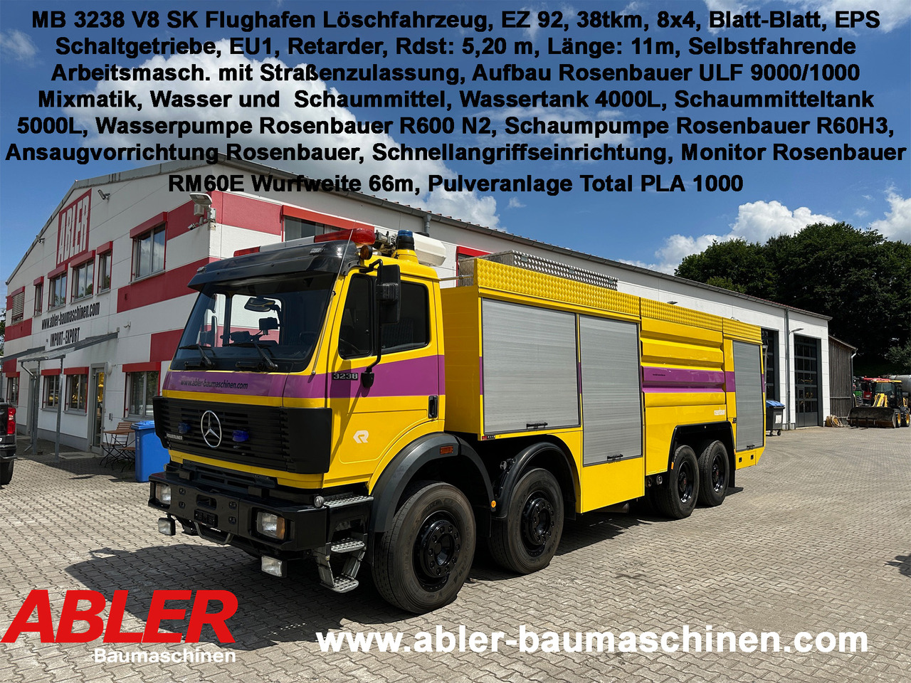 Mercedes-Benz 3238 SK Löschfahrzeug Rosenbauer Wasser + Schaum 66m Wurfweite - Carro de bombeiro: foto 1 Mercedes-Benz 3238 SK Löschfahrzeug Rosenbauer Wasser + Schaum 66m Wurfweite - Carro de bombeiro: foto 1