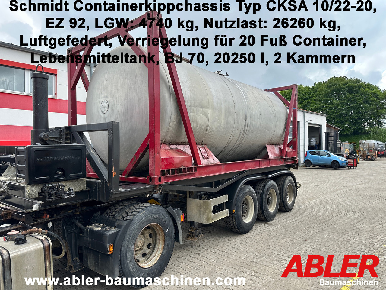 Schmidt CKSA 10/22-20 20 ft Containerkippchassis mit Lebensmitteltank - Semi-reboque basculante: foto 1 Schmidt CKSA 10/22-20 20 ft Containerkippchassis mit Lebensmitteltank - Semi-reboque basculante: foto 1