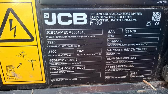 JCB 531-70 - Empilhador telescópico: foto 4 JCB 531-70 - Empilhador telescópico: foto 4