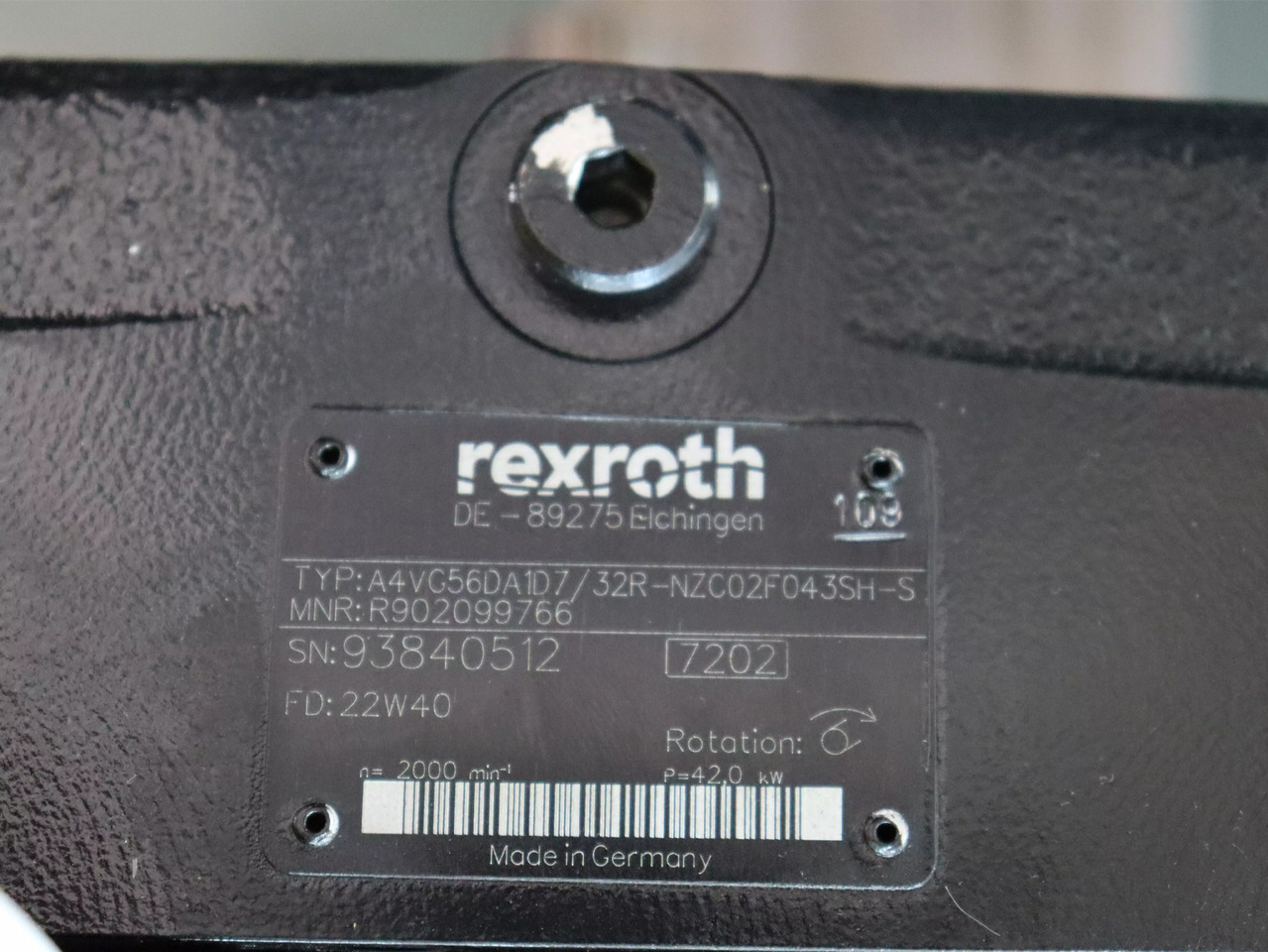 REXROTH A4VG56DA1D7/32R-NZC02F043SH-S - Bomba hidráulica por Máquina de construção: foto 4 REXROTH A4VG56DA1D7/32R-NZC02F043SH-S - Bomba hidráulica por Máquina de construção: foto 4