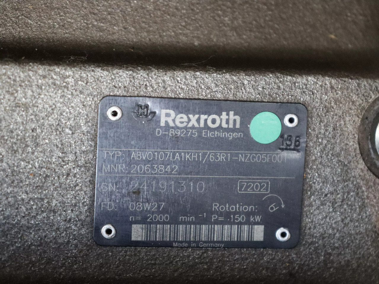 REXROTH A8VO107LA1KH1/63R1-NZG05F001 - Bomba hidráulica por Equipamento de movimentação: foto 5 REXROTH A8VO107LA1KH1/63R1-NZG05F001 - Bomba hidráulica por Equipamento de movimentação: foto 5