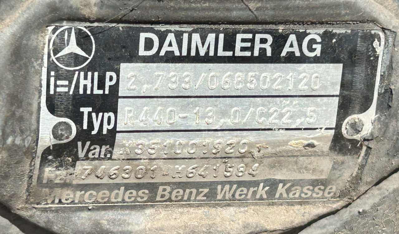 MERCEDES AXLE + HUBS R440-13,0 2,733 ACTROS MP4 - Eixo traseiro: foto 4 MERCEDES AXLE + HUBS R440-13,0 2,733 ACTROS MP4 - Eixo traseiro: foto 4