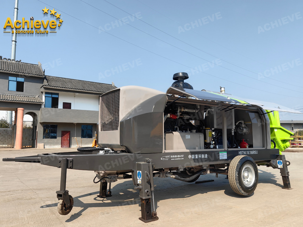Bomba de betão estacionária Zoomlion 2022 Zoomlion HBT 90.18.186RSU hydraulic Concrete Trailer Pump in China【ACHIEVE】TOP CONDITION!!!: foto 16