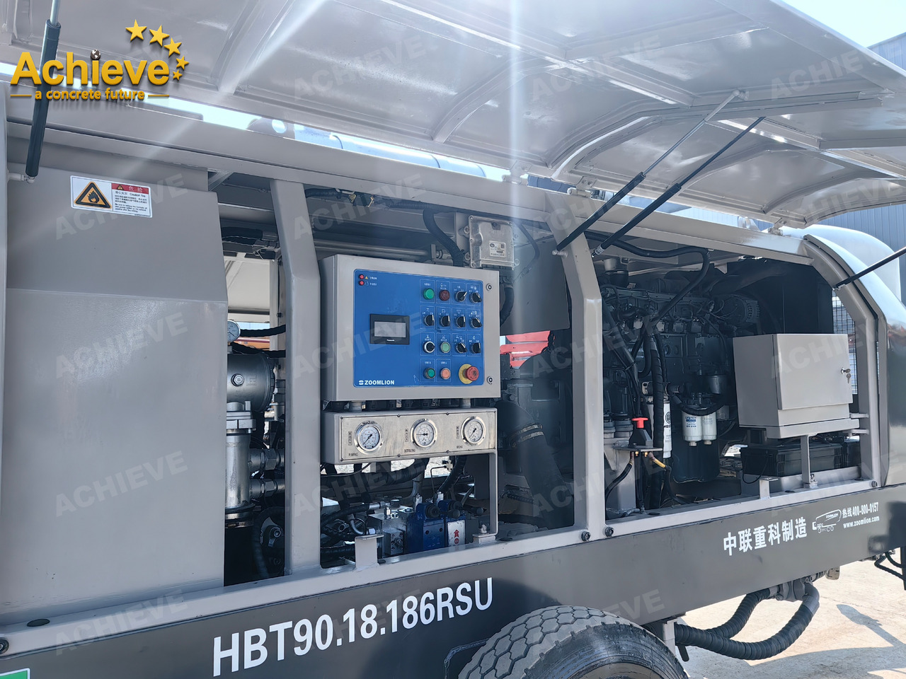 Bomba de betão estacionária Zoomlion 2022 Zoomlion HBT 90.18.186RSU hydraulic Concrete Trailer Pump in China【ACHIEVE】TOP CONDITION!!!: foto 17