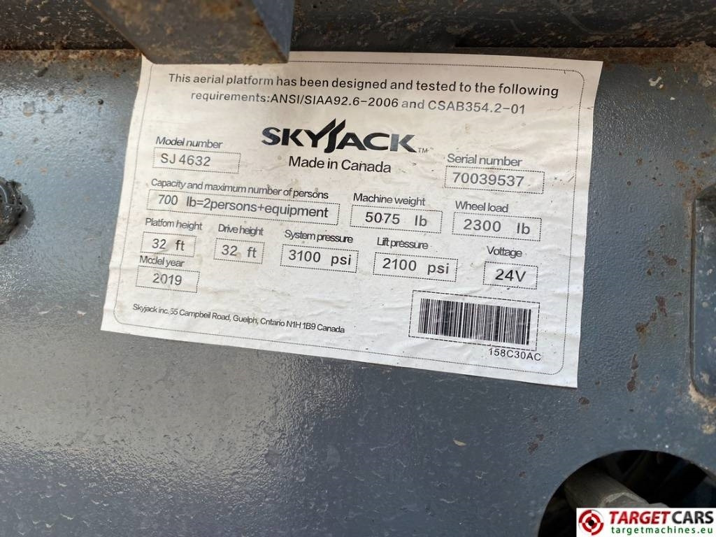 Leasing de SkyJack SJ4632 Electric 4632 Scissor Work LIft 1170cm  SkyJack SJ4632 Electric 4632 Scissor Work LIft 1170cm: foto 10