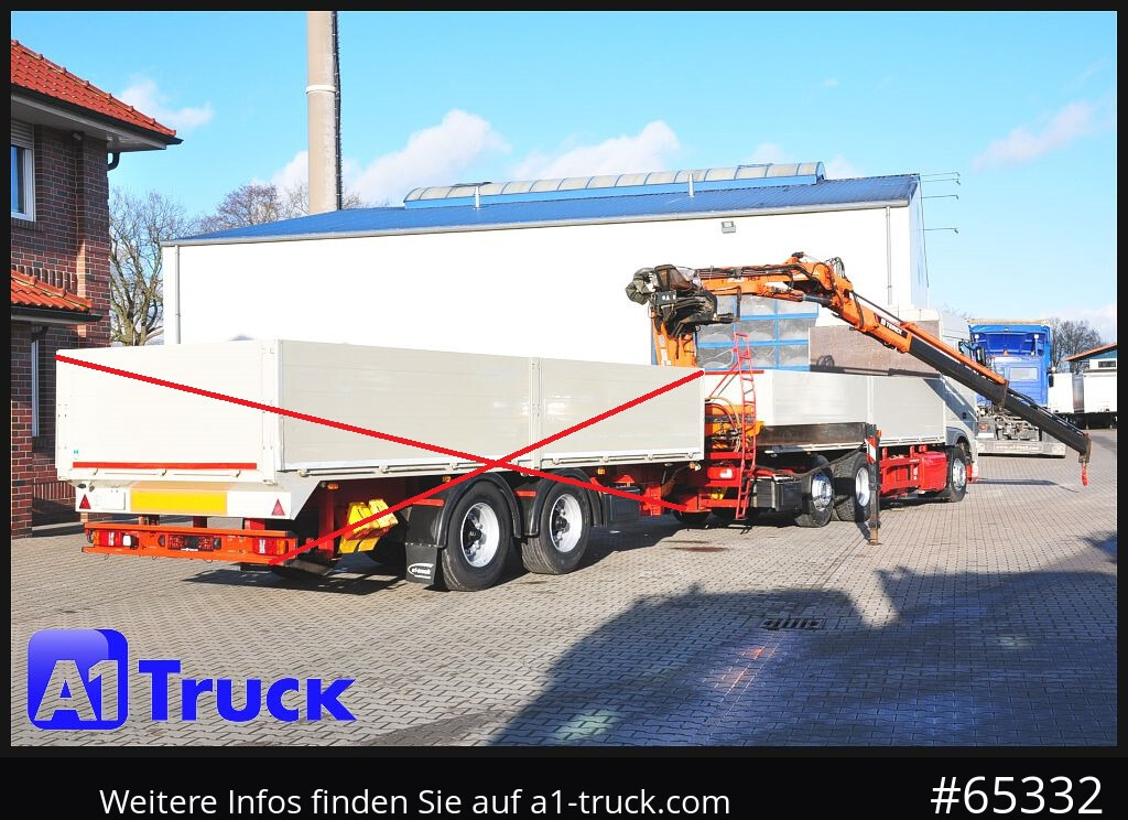 Camião de caixa aberta/ Plataforma, Camião grua DAF XF 440, Baustoff, Terex 145.2: foto 8