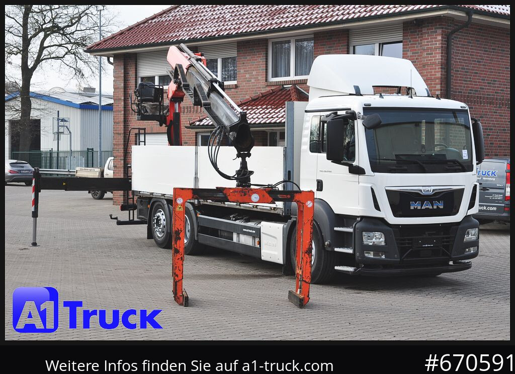 MAN TGS 26.440, Kran PK20.501L Lenkachse, - Camião de caixa aberta/ Plataforma, Camião grua: foto 1 MAN TGS 26.440, Kran PK20.501L Lenkachse, - Camião de caixa aberta/ Plataforma, Camião grua: foto 1