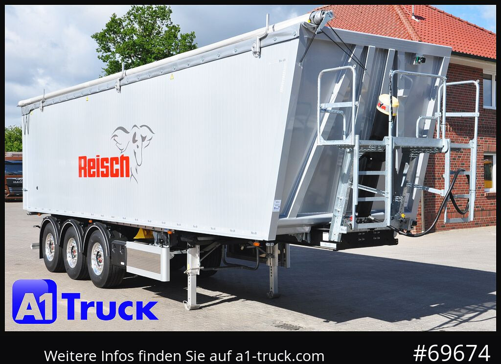 REISCH RHKS, Alu-Kippmulde 54m³, Kombitüren, Alufelgen, Liftachse, - Semi-reboque basculante: foto 1 REISCH RHKS, Alu-Kippmulde 54m³, Kombitüren, Alufelgen, Liftachse, - Semi-reboque basculante: foto 1