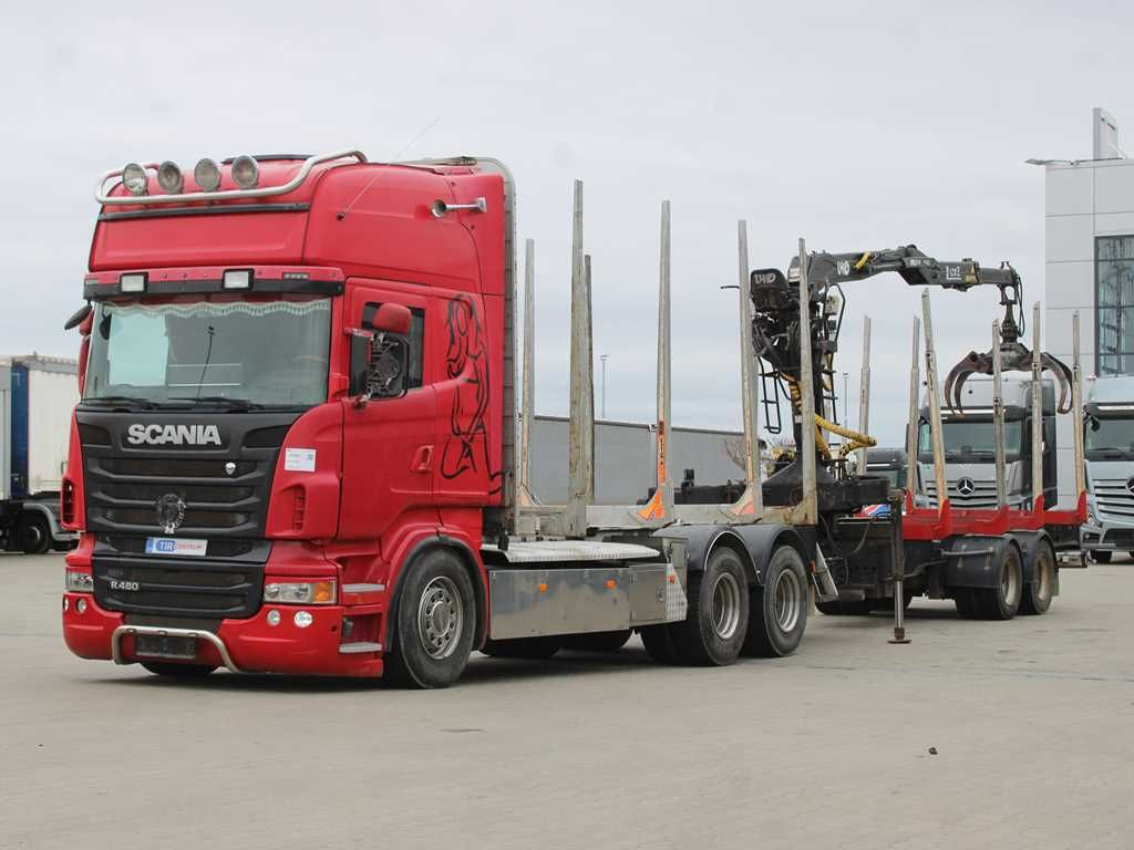 Scania R 480, CRANE LHO L120Z(78), 6X4 - Camião de transporte de madeira, Camião grua: foto 1 Scania R 480, CRANE LHO L120Z(78), 6X4 - Camião de transporte de madeira, Camião grua: foto 1