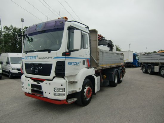 MAN TGS 26.400 3-Seitenkipper, 6x2-2 Lenkachse HIAB 144ES -3DUO - Camião basculante, Camião grua: foto 1 MAN TGS 26.400 3-Seitenkipper, 6x2-2 Lenkachse HIAB 144ES -3DUO - Camião basculante, Camião grua: foto 1