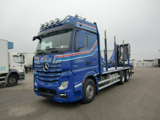 Mercedes-Benz Actros 2653 6x4 Holz Palfinger Kabinenkran - Camião de transporte de madeira, Camião grua: foto 1 Mercedes-Benz Actros 2653 6x4 Holz Palfinger Kabinenkran - Camião de transporte de madeira, Camião grua: foto 1