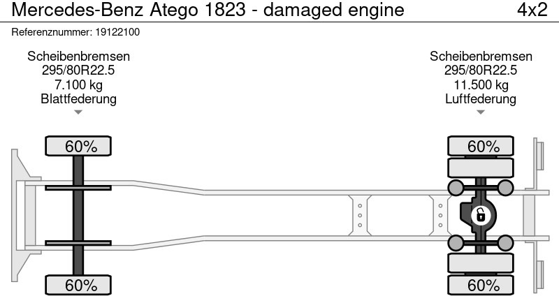 Camião de lona Mercedes-Benz Atego 1823 - damaged engine: foto 10