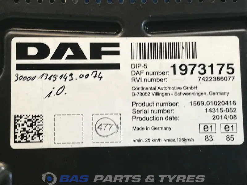 DAF LF Euro 6 - Painel de instrumentos por Camião: foto 3 DAF LF Euro 6 - Painel de instrumentos por Camião: foto 3