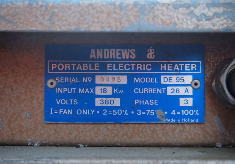 Nagrzewnica Mp DE95 2010 Nagrzewnica elektryczna 18KW ANDREWS DE95 - Aquecedor industrial: foto 2 Nagrzewnica Mp DE95 2010 Nagrzewnica elektryczna 18KW ANDREWS DE95 - Aquecedor industrial: foto 2