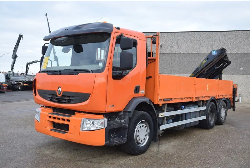Renault Premium 410 - Camião de caixa aberta/ Plataforma, Camião grua: foto 2 Renault Premium 410 - Camião de caixa aberta/ Plataforma, Camião grua: foto 2