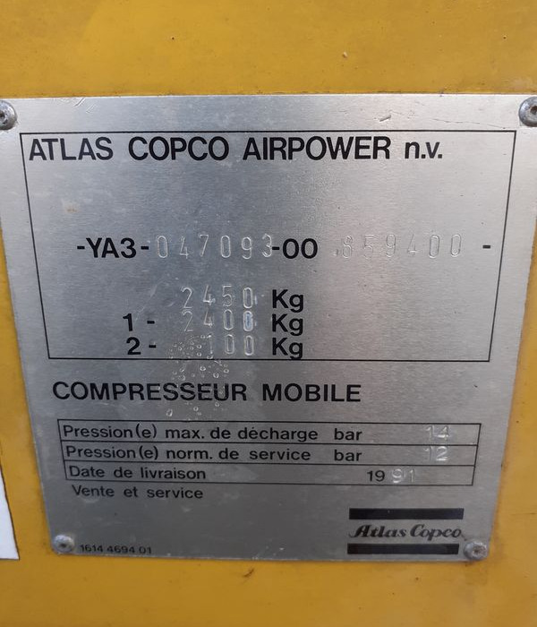 Compresseur de chantier Atlas Copco XAHS 175 - Compressor de ar: foto 5 Compresseur de chantier Atlas Copco XAHS 175 - Compressor de ar: foto 5